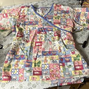 Jasco Uniform Medium Short Sleeve Baby Pattern Labor and Delivery V Neck Scrubs